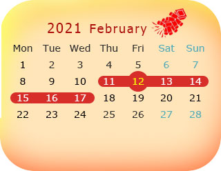 2021 Chinese New Year Calendar